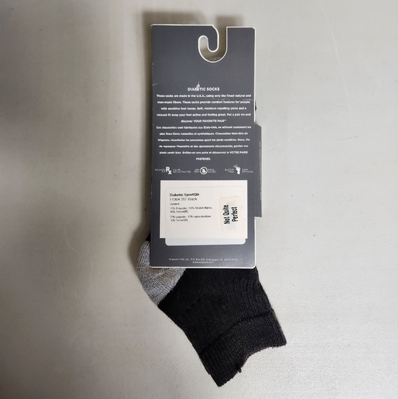 Wigwam Unisex Diabetic Black Sport Quarter Socks |NQP| |Womens 6-10/Mens 5-9.5| - Picture 6 of 8